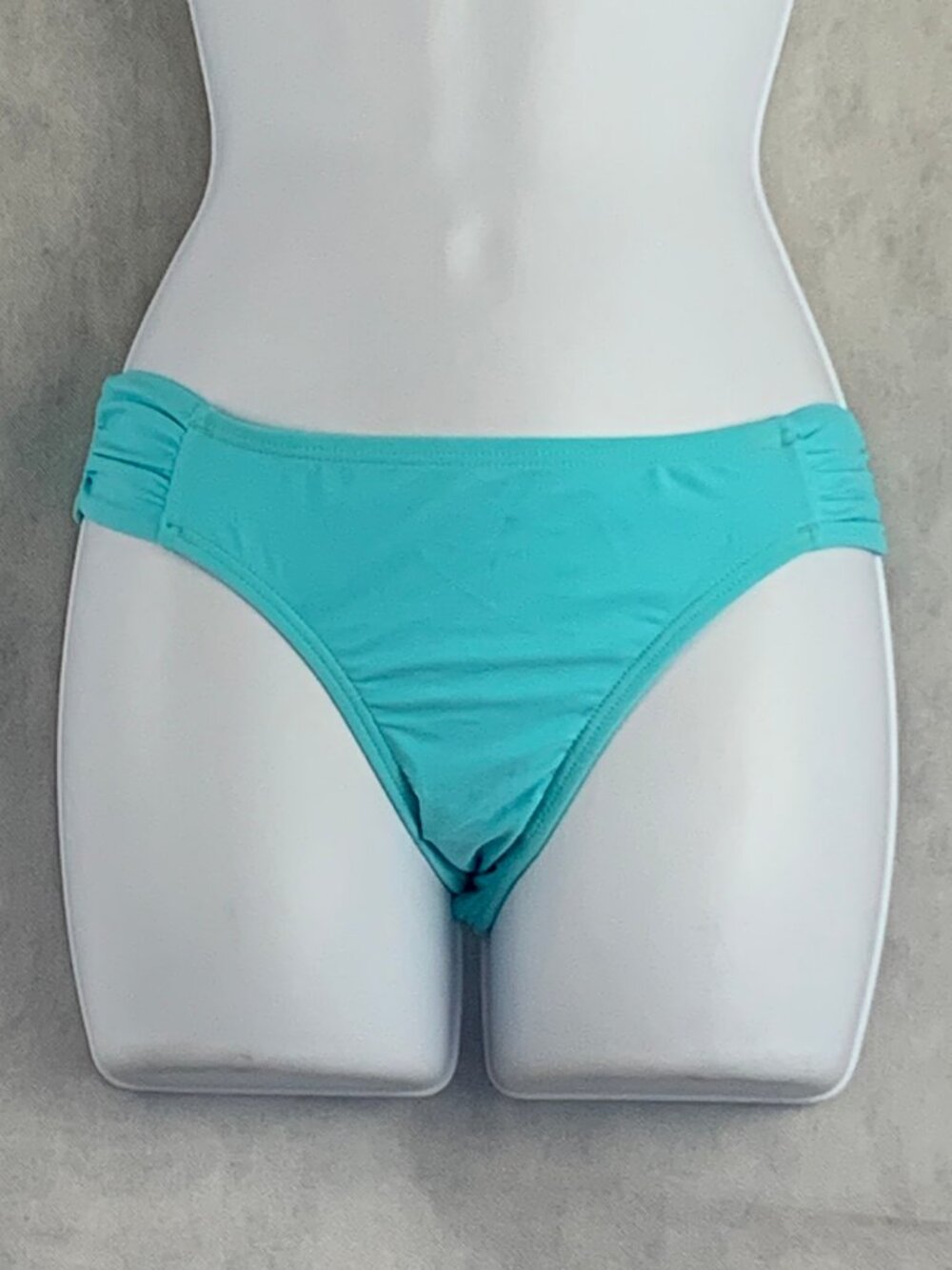 Bikini Nation Juniors Ruched Side Tab Hipster Bikini Bottom, Ocean Blue, Medium